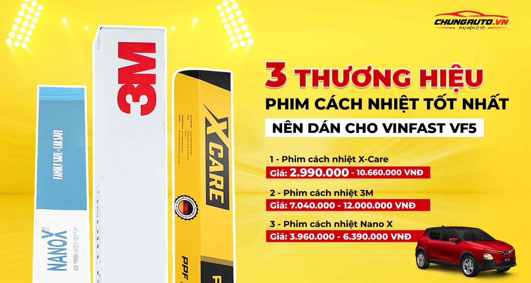 Top 3 thương hiệu dán phim cách nhiệt cho Vinfast VF5